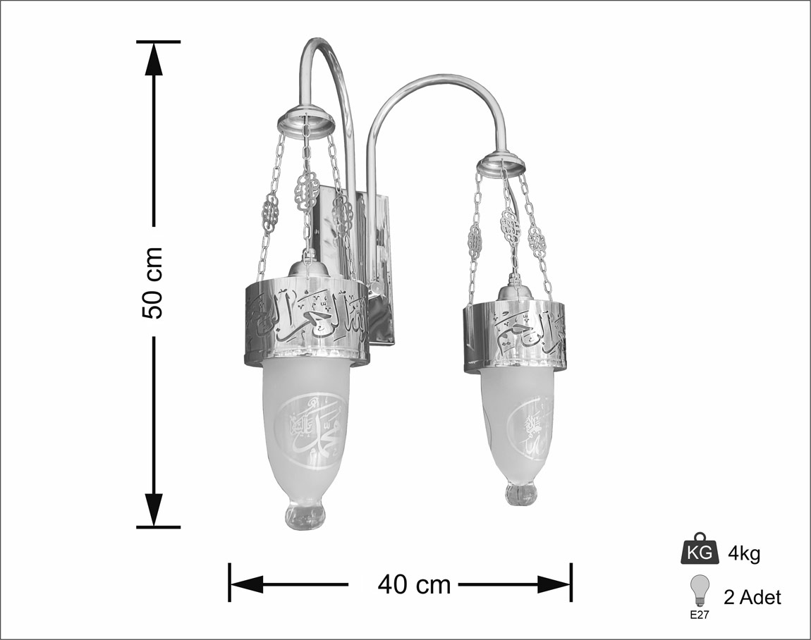 With Verses Selam Moon Double Sconce